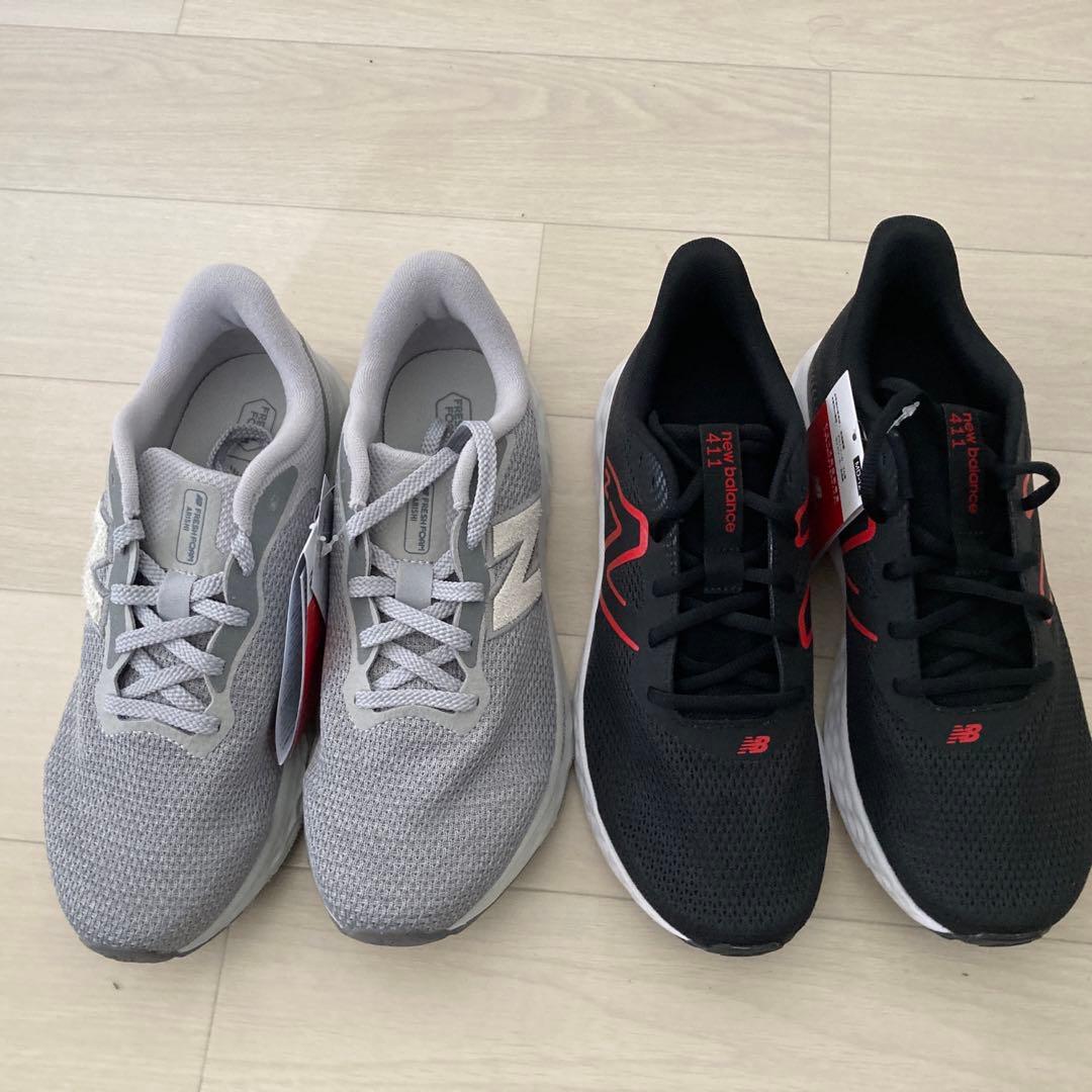 新品ニューバランス 411他ランニングシューズ 2足セットグレー黒27cm