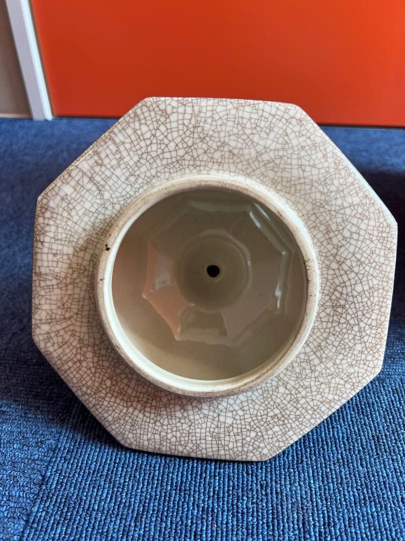 1004 昭和初期　薩摩焼　色絵本金彩花鳥　沈香壷　時代物