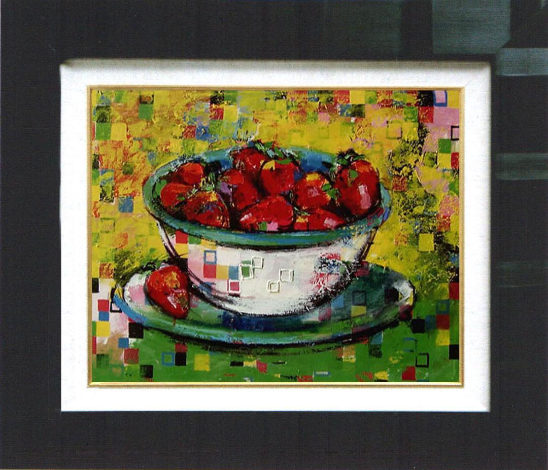 油絵 菅家令子 絵 絵画インテリア額付(白) uF6-061003 静物フルーツ