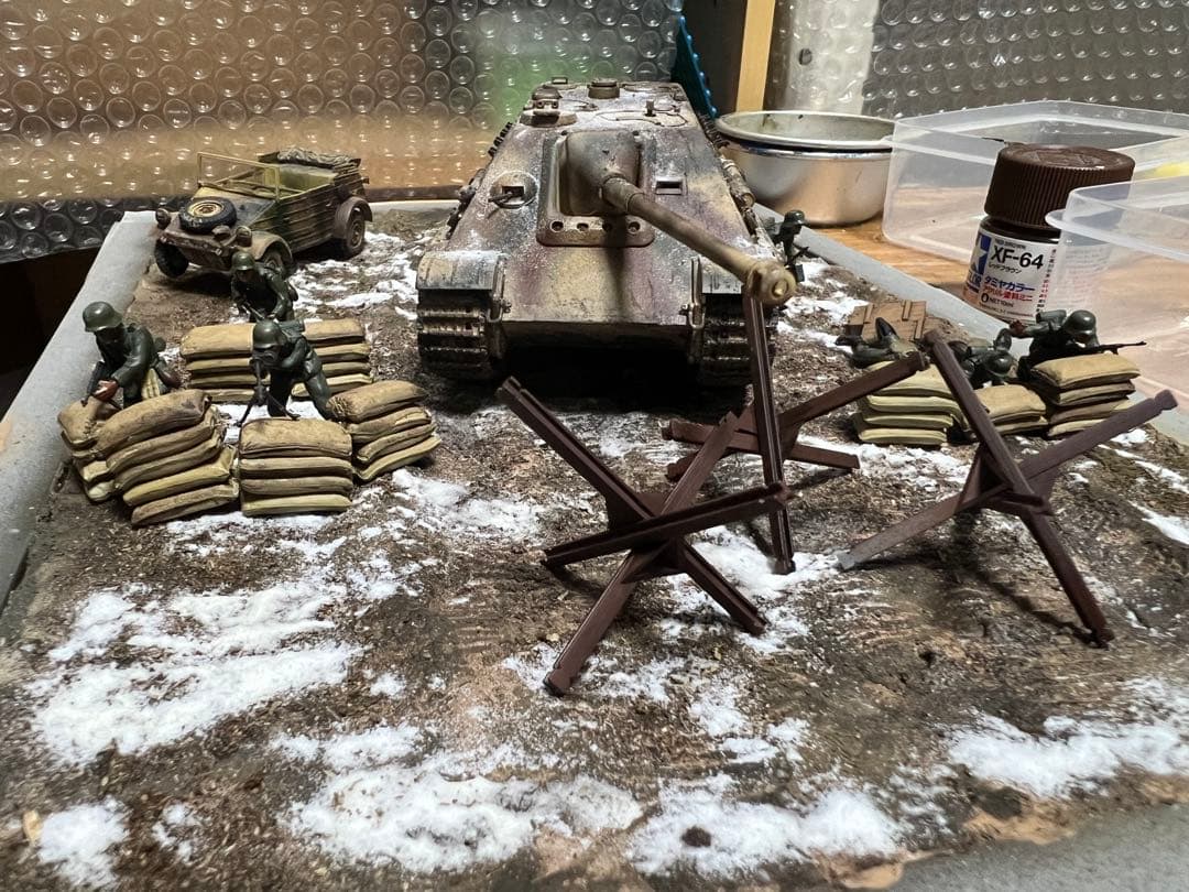 1/48 タミヤ ヤークトパンサー 後期型 完成品 ジオラマ【冬の東部戦線】