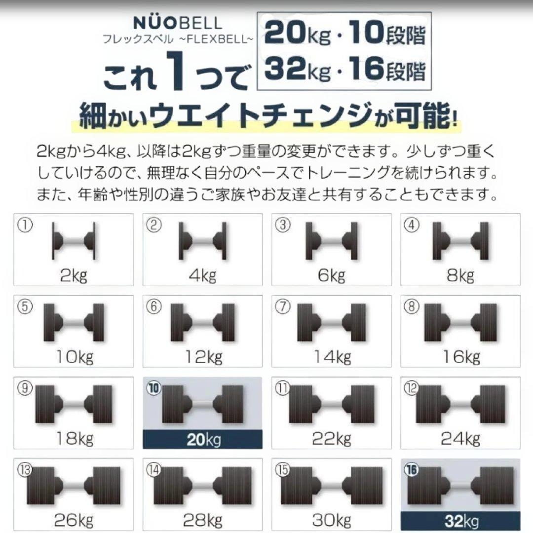 中古美品　フレックスベル 32kg 可変式ダンベル ダンベル