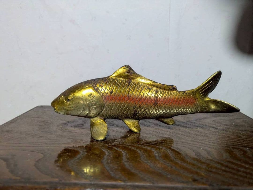 金属製 鯉の置物 約15cm