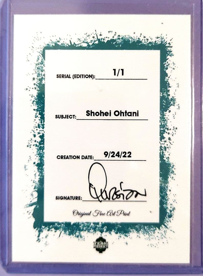 大谷翔平 アートカード 1of1 (世界に一枚) MLBエンゼルス