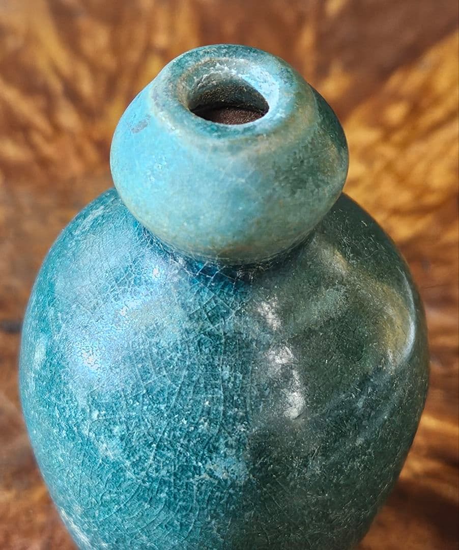 中国古美術　中国古陶磁器　中国古玩　南宋～明朝明代　緑釉　瓢形　小壺　鼻煙壺