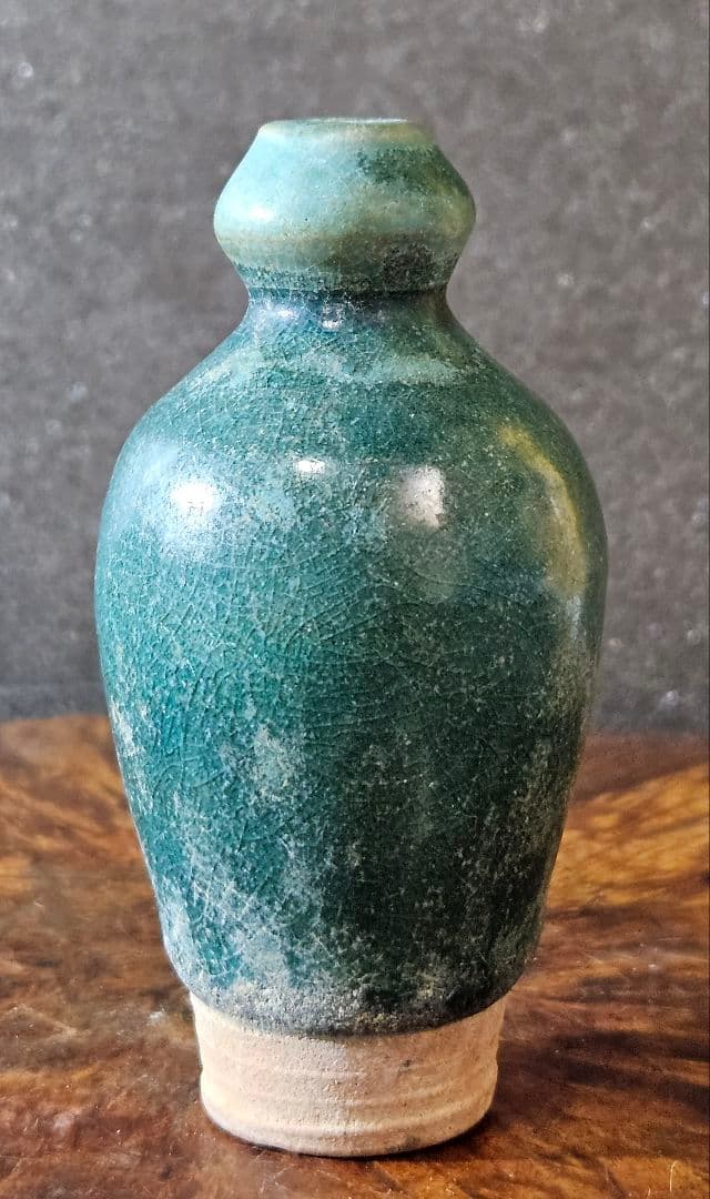 中国古美術　中国古陶磁器　中国古玩　南宋～明朝明代　緑釉　瓢形　小壺　鼻煙壺