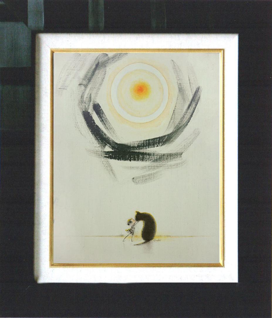 油絵 菅家令子 絵 絵画 インテリア F3-092018 可愛い子犬 猫と女の子