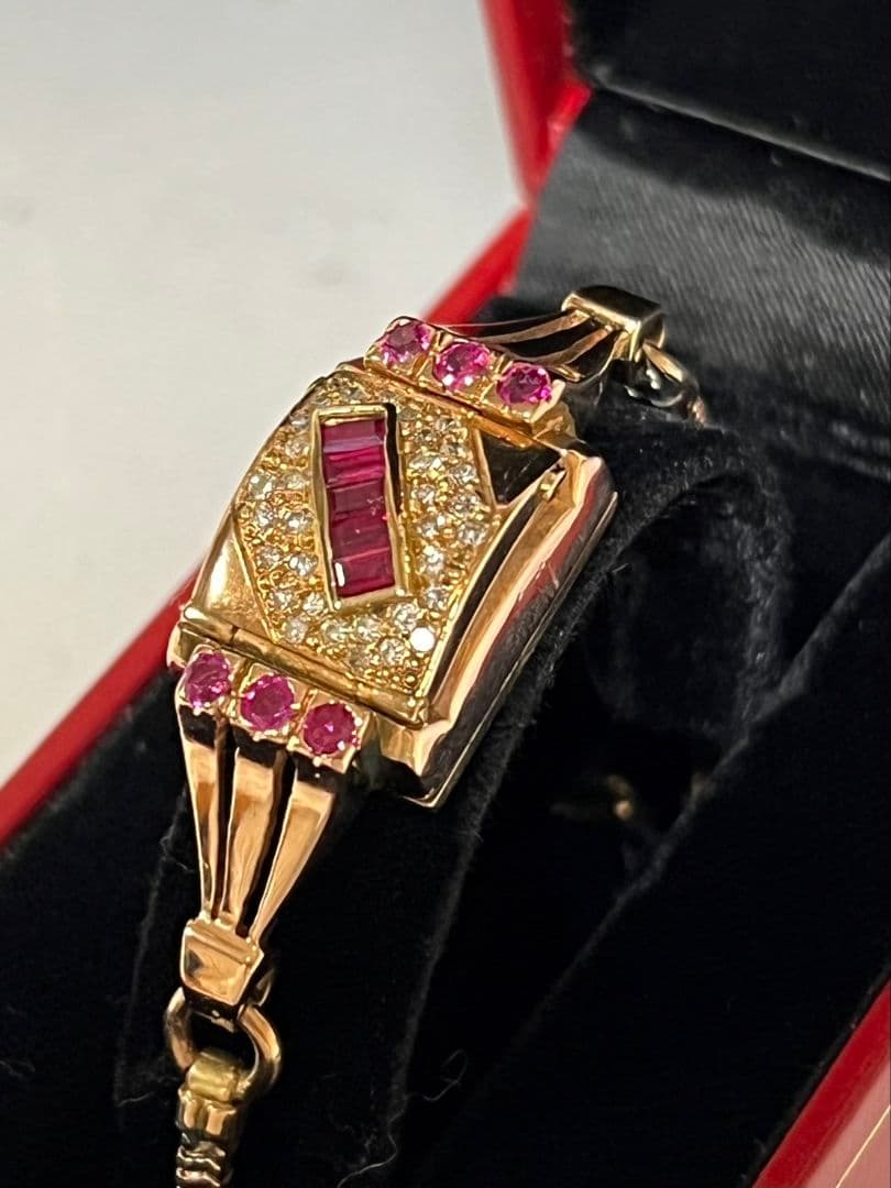 アンティークレディースウォッチ◇カクテルウォッチ◇ルビー　ダイヤ　14K 14金