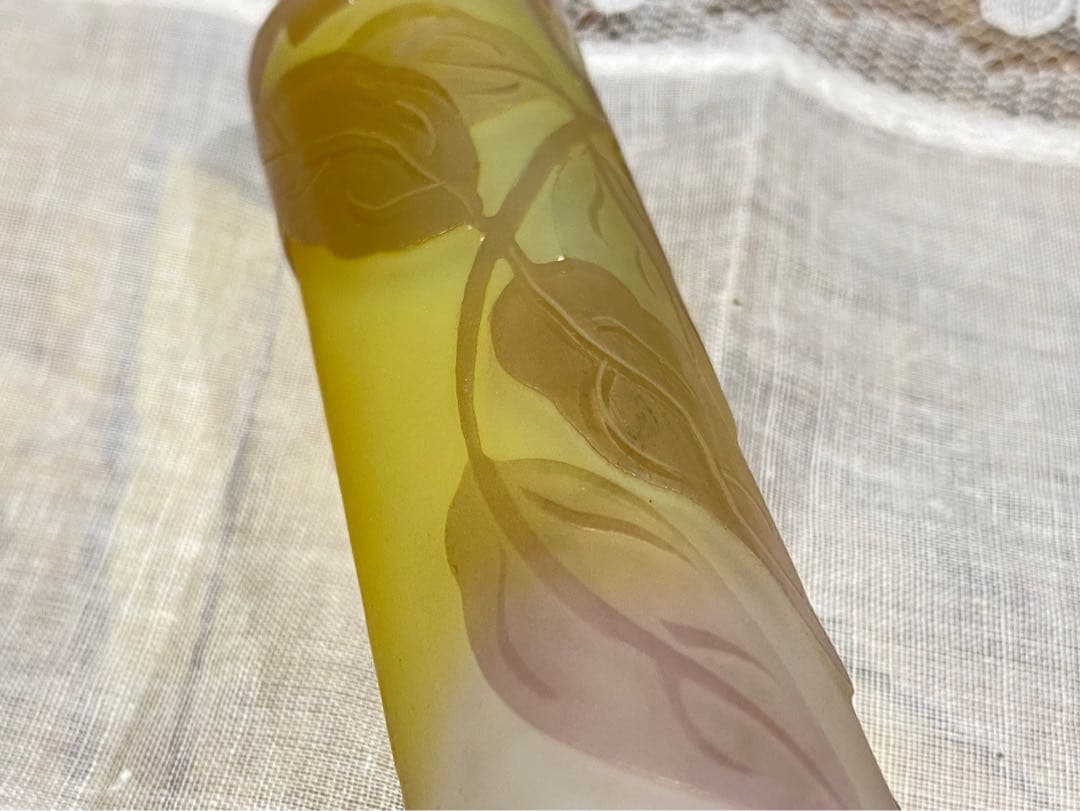 エミール•ガレ 一輪挿し 美術品 ホクシャ文 鶴首型 花瓶 アンティーク