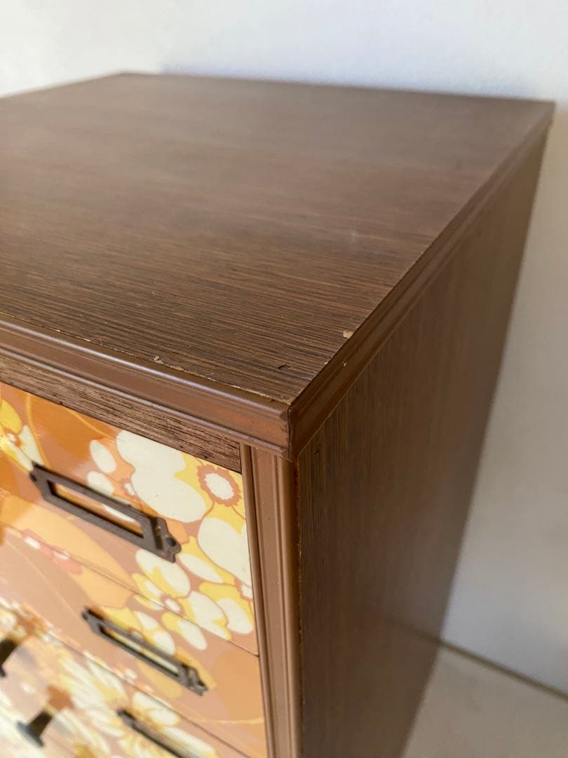 木製　花柄　ミニ箪笥　小物入れ　レトロポップ　引出し　レトロ