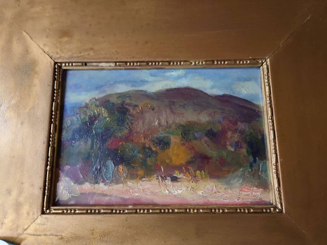 山本鼎（やまもとかなえ）　真筆　油絵　浅間山