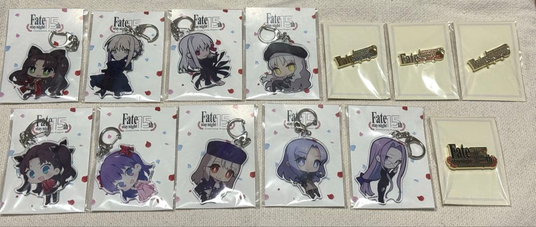 Fate stay night 15周年 アクリル キーホルダー バッジ セット