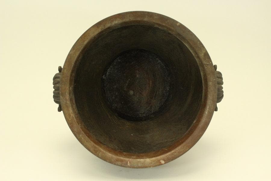 古銅 饕餮紋 瓶掛 火鉢 手炙り 時代物(A731)