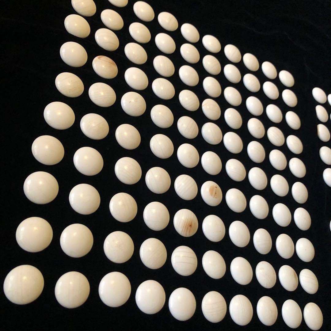 蛤碁石 那智黒石 34号 銘木桜碁笥