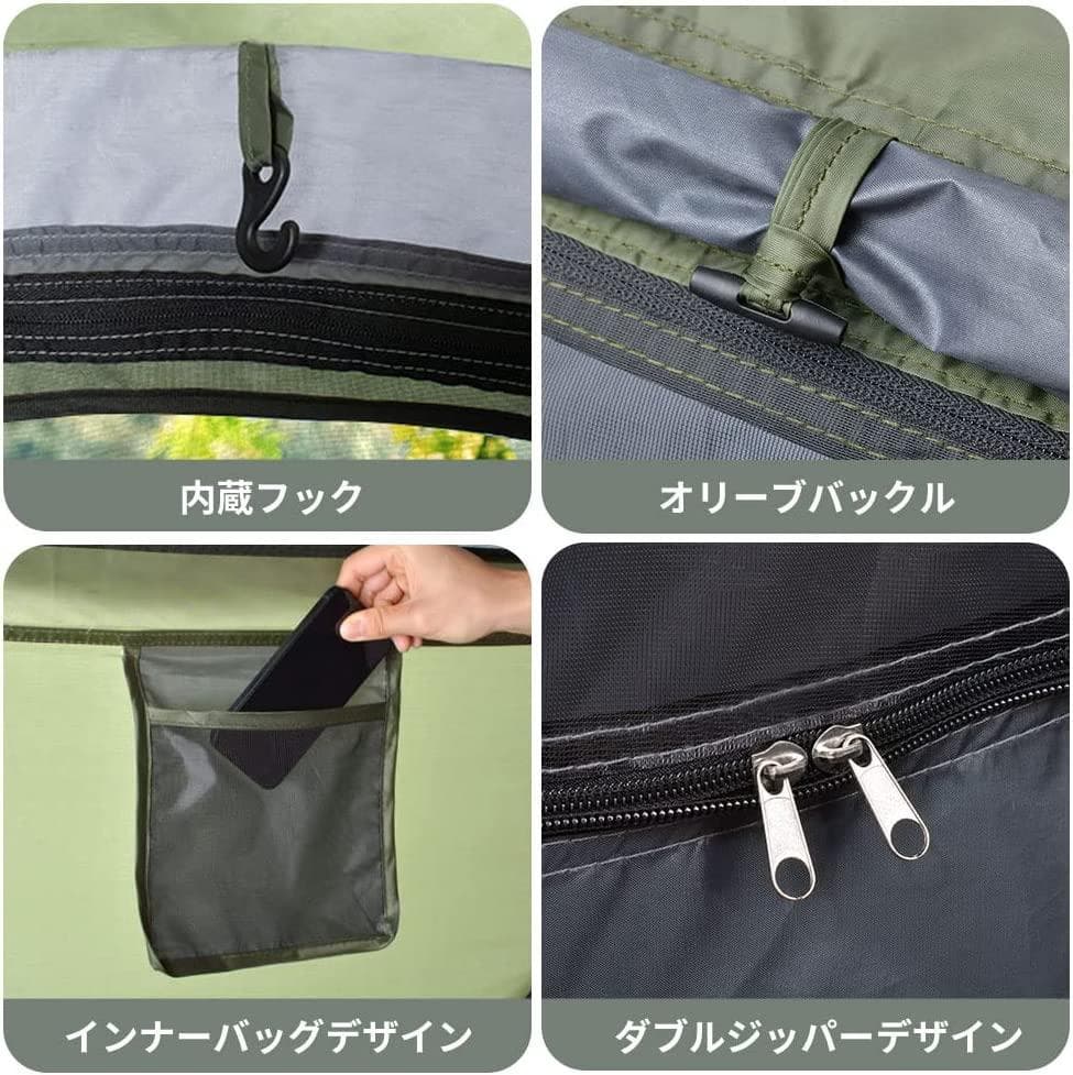 キャンプ用　テント　ポップアップテント　uv加工　BBQ　グリーン&オレンジ
