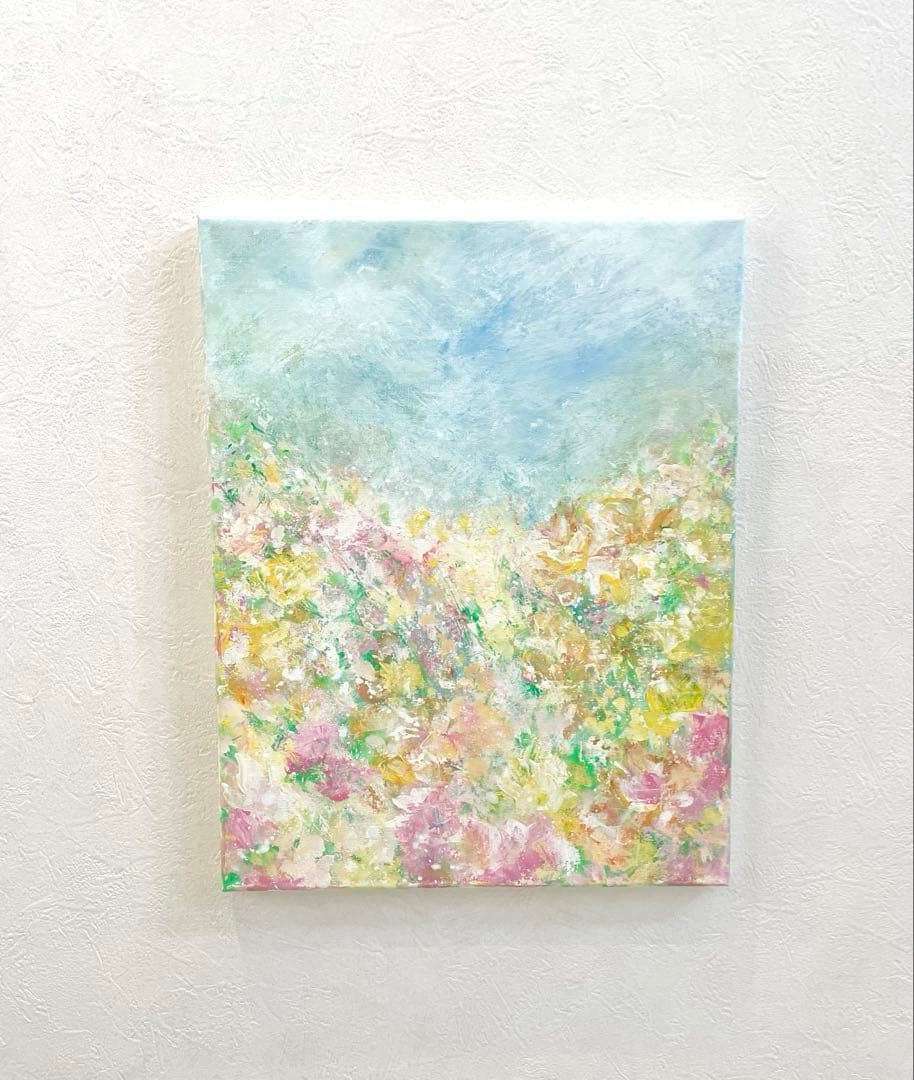 524 抽象画 アクリル画 アート 原画 キャンバスボード F6 春風に乗って