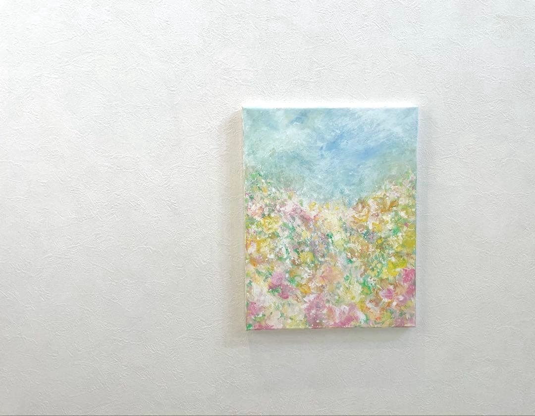 524 抽象画 アクリル画 アート 原画 キャンバスボード F6 春風に乗って