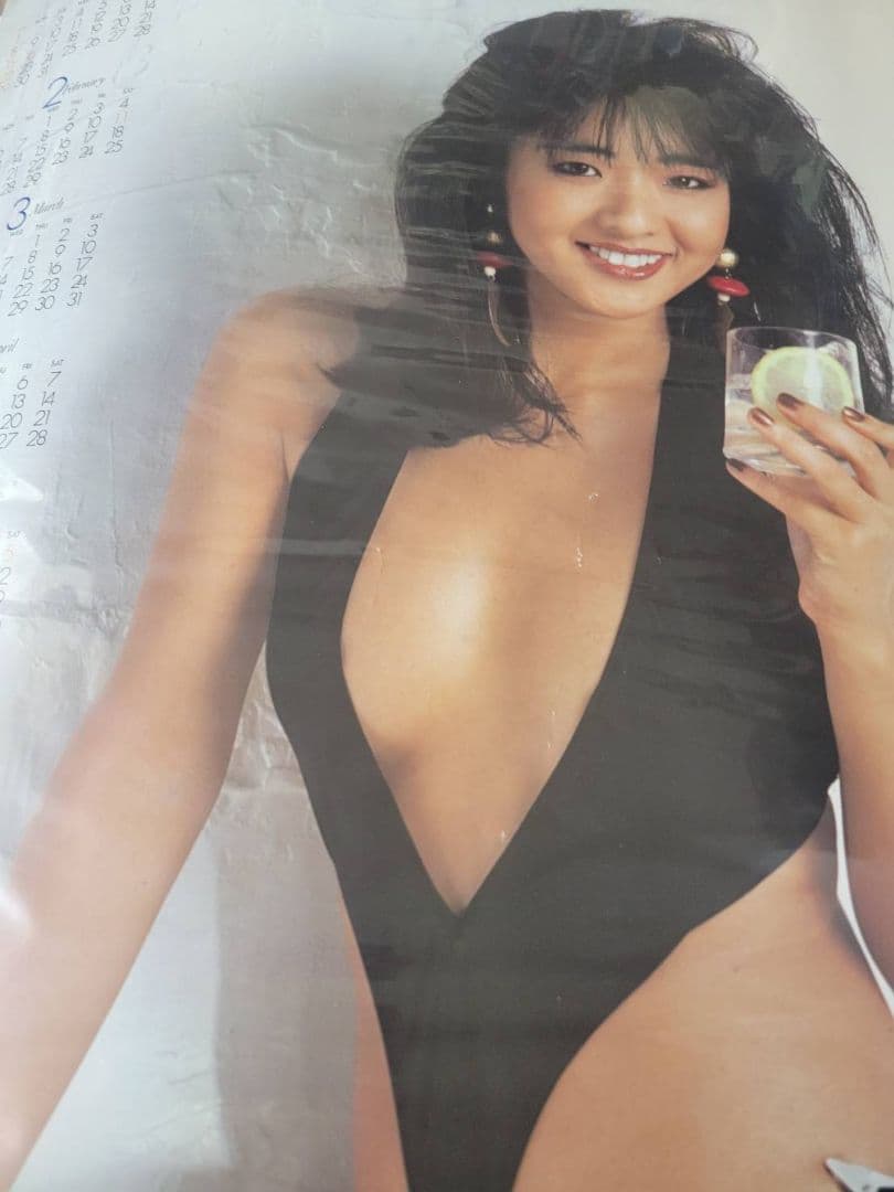 美保純『三楽ウィスキー』黒ビキニ　B2ポスター 当時物　非売品　水着