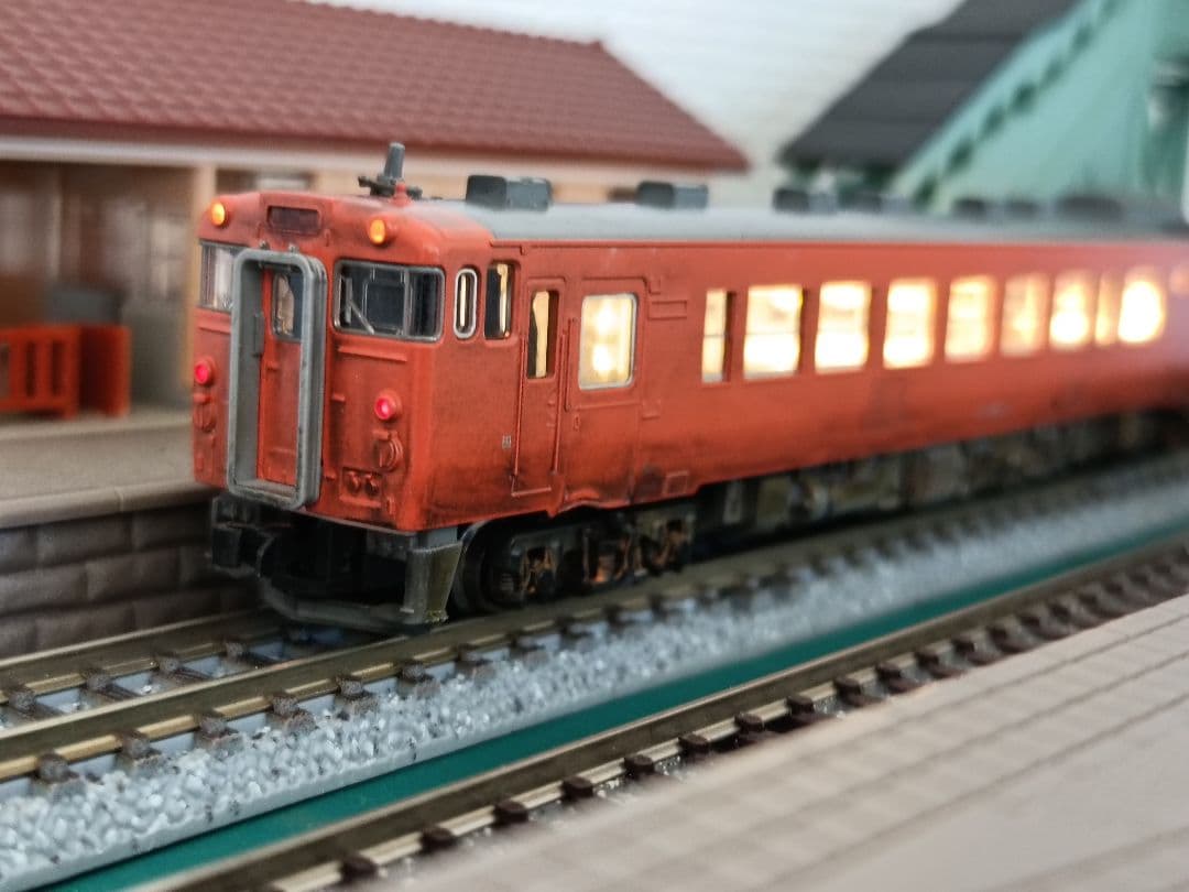 待避線レイアウト キハ40M車 パワーユニット 電動ポイント 駅舎付　フルセット