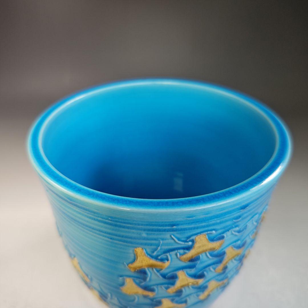 イ773 水指『平安　叶松谷造』『浅黄交趾こまつなぎ　水指　共箱』茶道具