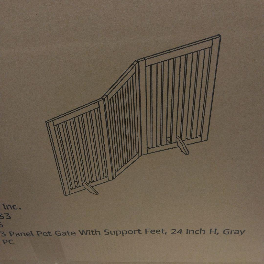 unipaws ペットゲート 置くだけ簡単 木製 折りたたみ式 伸縮可能 グレー