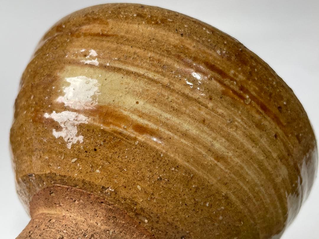 陶芸家　作家物　九代　長岡住右衛門　長岡空味 刷毛目茶碗　伊羅保　出雲　楽山焼