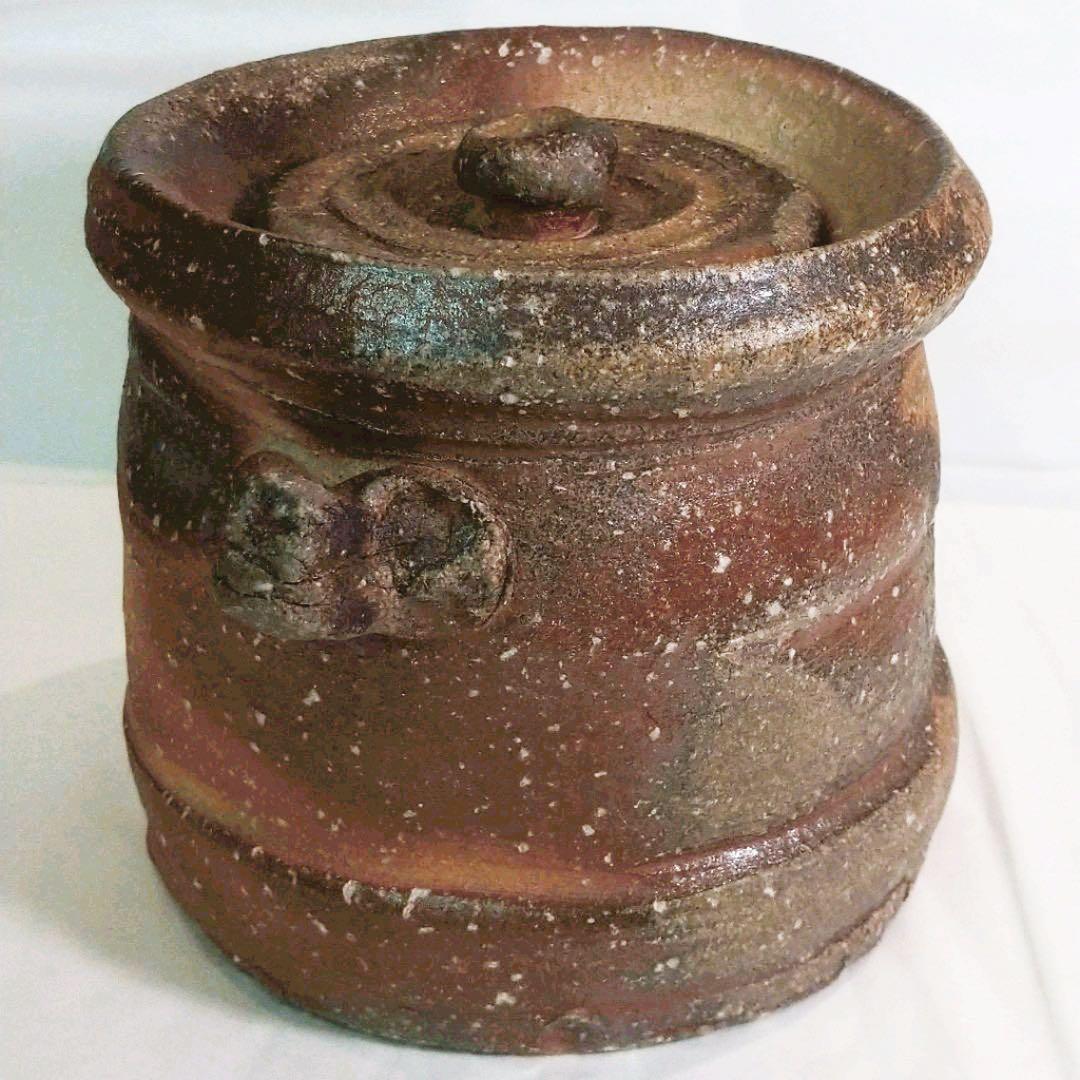 【茶道具】古来窯　上田光春作　信楽耳付水指