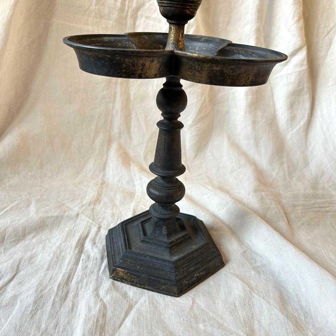 希少　フランスアンティーク 真鍮製 燭台 特大36cm 3つ葉　店舗什器　A