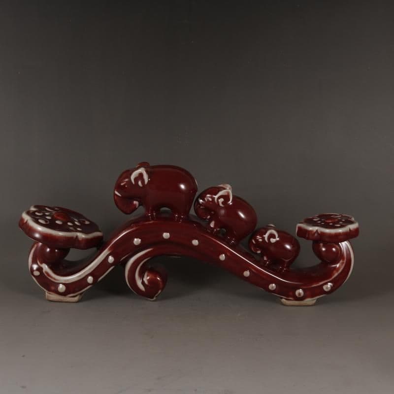 磁器海棠紅釉吉祥如意 置物 鎮宅辟邪 開運風水 招財装飾品 工芸品 美術品