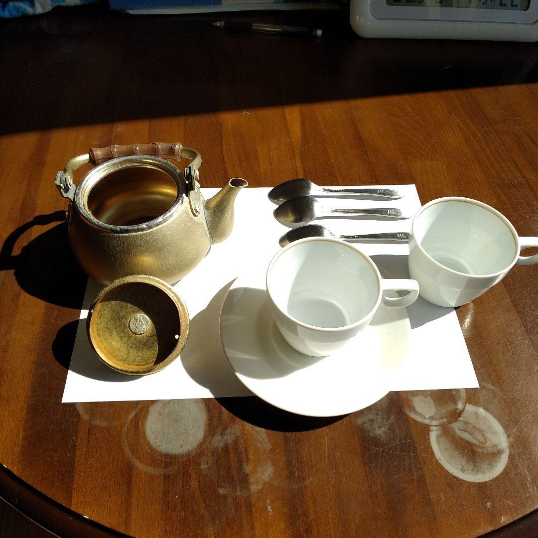 JALジャンボジェット機ファ－ストクラスで使用されていた銅製急須コ－ヒ－カップ。