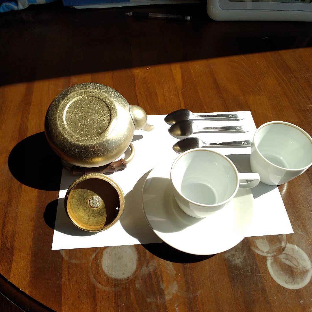 JALジャンボジェット機ファ－ストクラスで使用されていた銅製急須コ－ヒ－カップ。