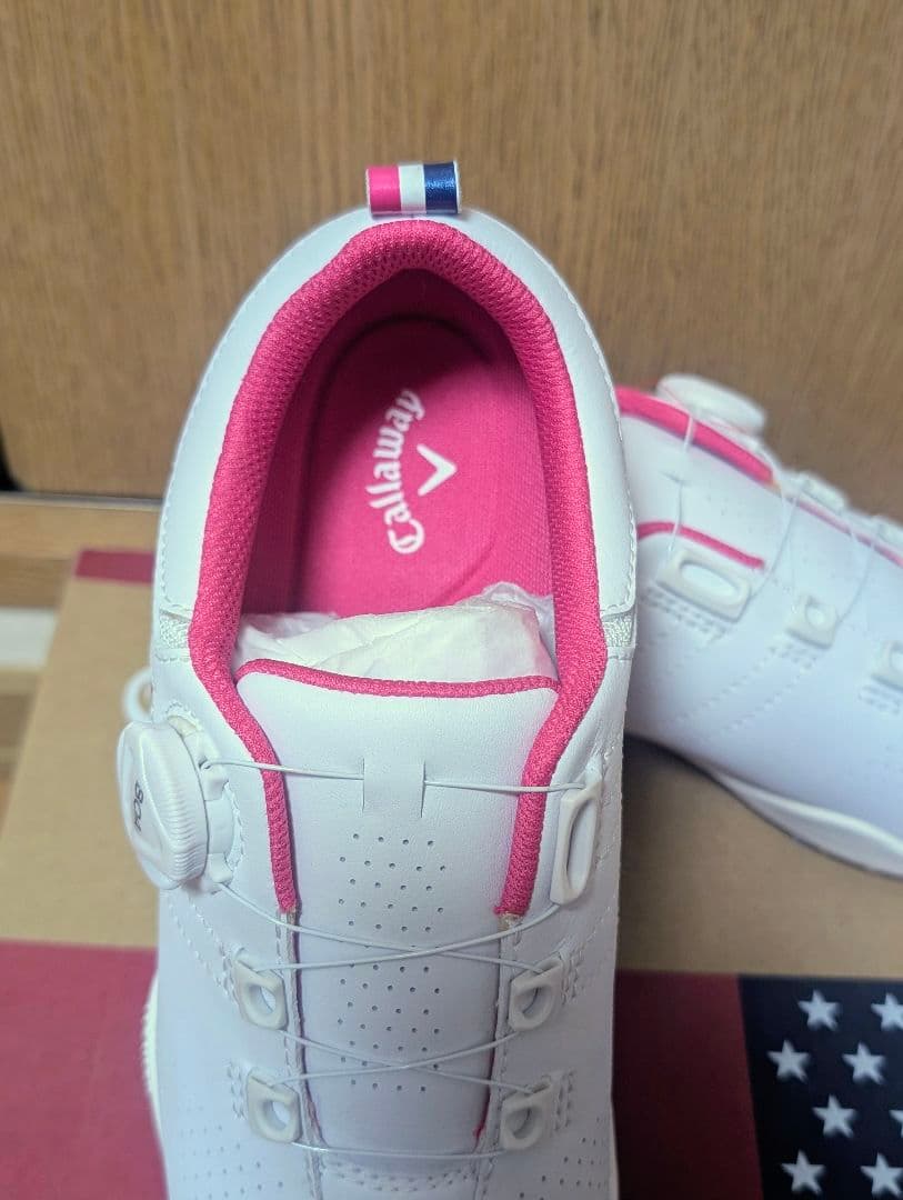 【新品未使用】◆Callaway ゴルフシューズ 24cm ホワイト/ピンク