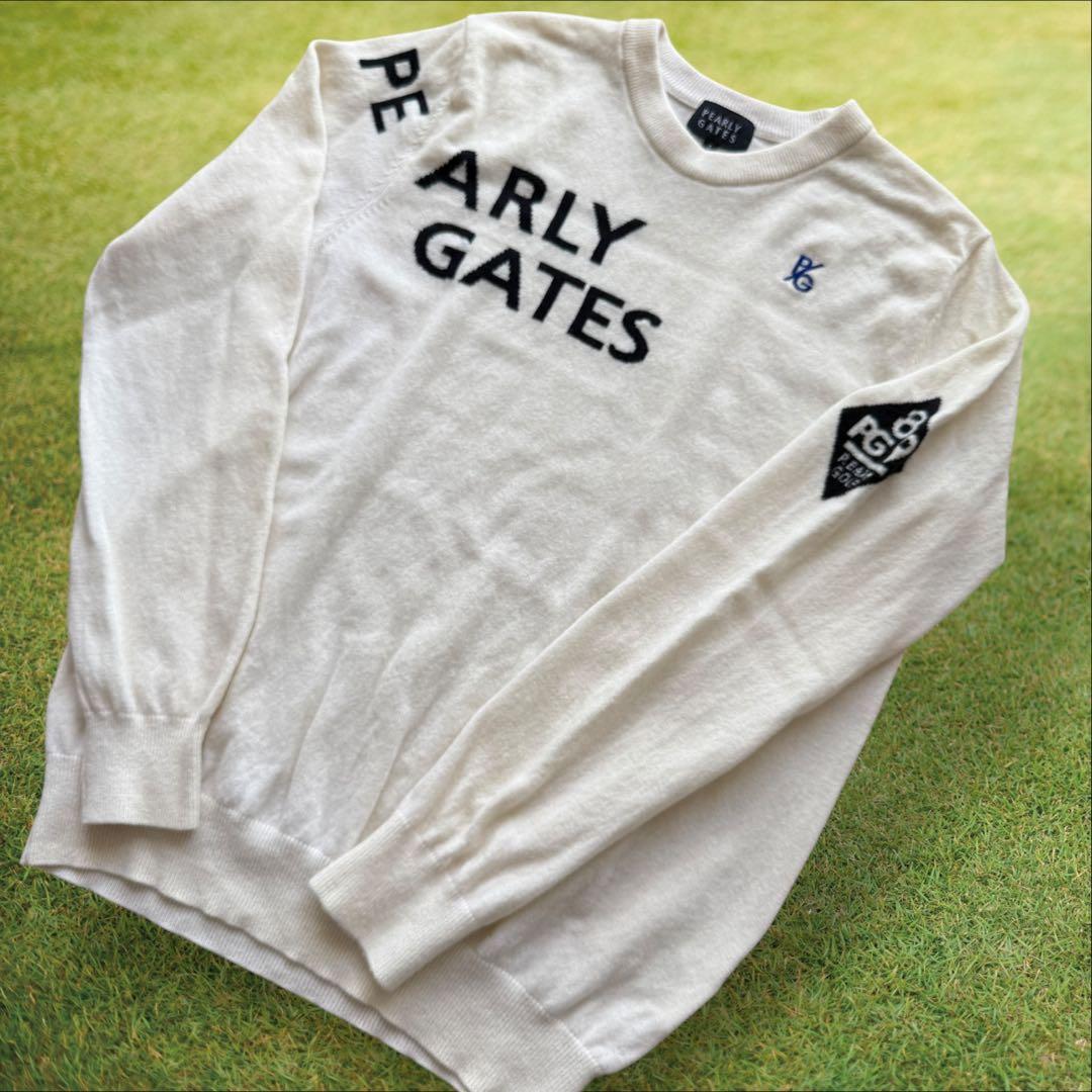 カシミヤ素材　パーリーゲイツ　ニット　M〜L相当　白　アイボリー　セーター　4