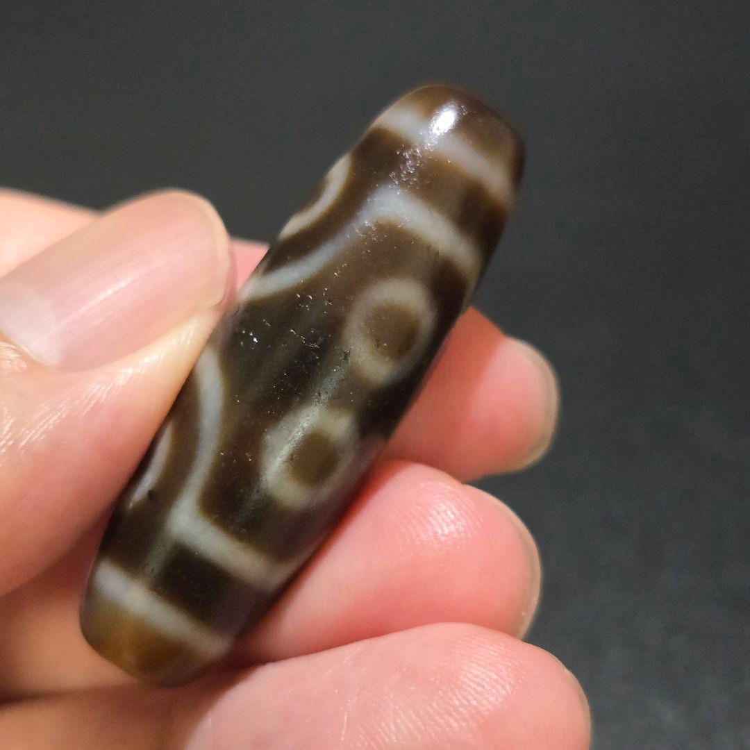 A3 老礦三色天珠　七眼　天珠　美品　天然石　鉱物　風水　開運　御守　チベット