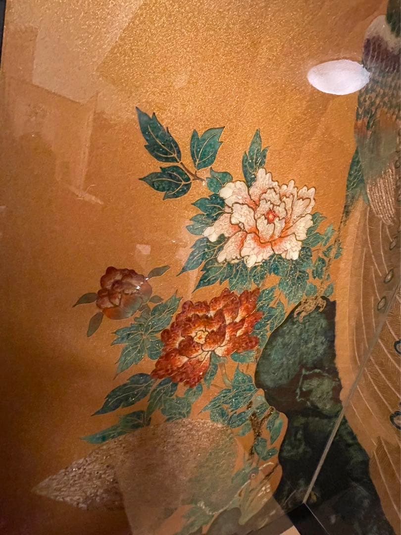 豪華絢爛⭐︎表面ガード付き　孔雀と花の衝立　ダイヤモンド入り（目）