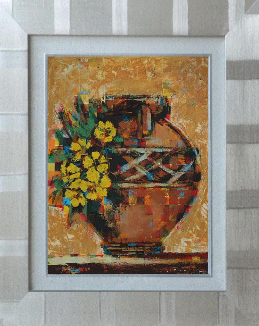 油絵 菅家令子 絵 絵画 インテリア uF6-063904 静物 壺 花