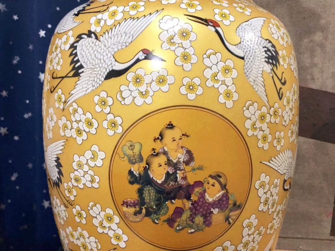 中国古玩唐物 乾隆年製 粉彩色絵金彩 唐子戯図花瓶 高41.5cm 骨董 古美術