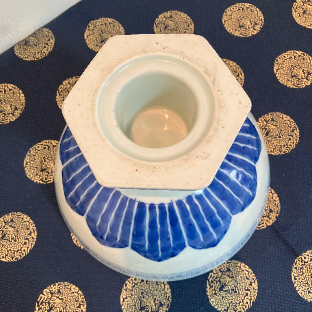 九谷 古染付盃洗 コンポート 花器 アンティーク