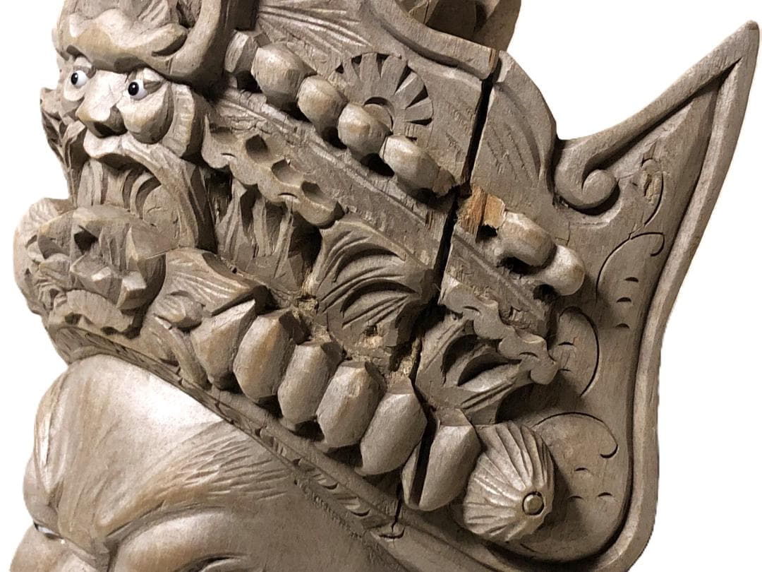 【 木彫面関羽 】　古玩骨董　27ｃｍ