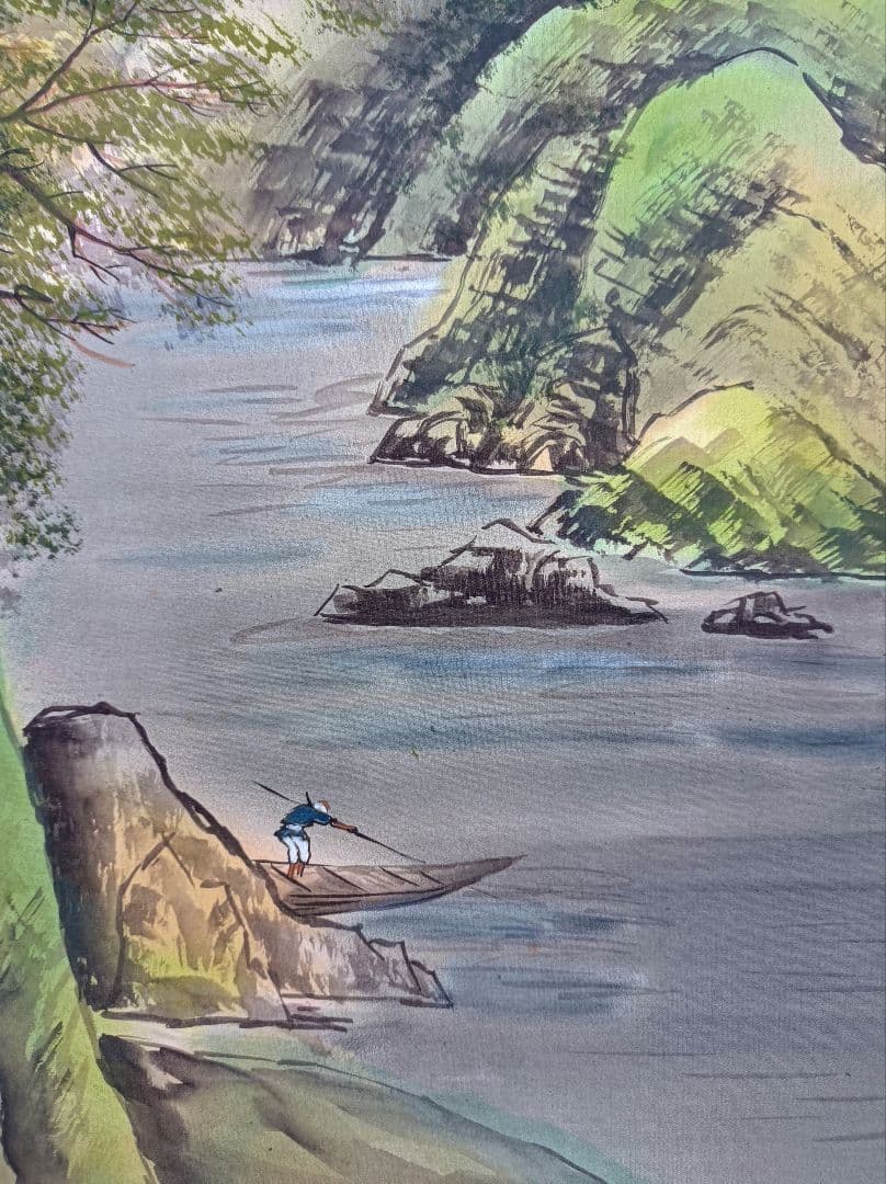 軸 開運 金運 縁起物 福 おもてなし 絵 龍神 山水 滝 茶 日本 中国 美術