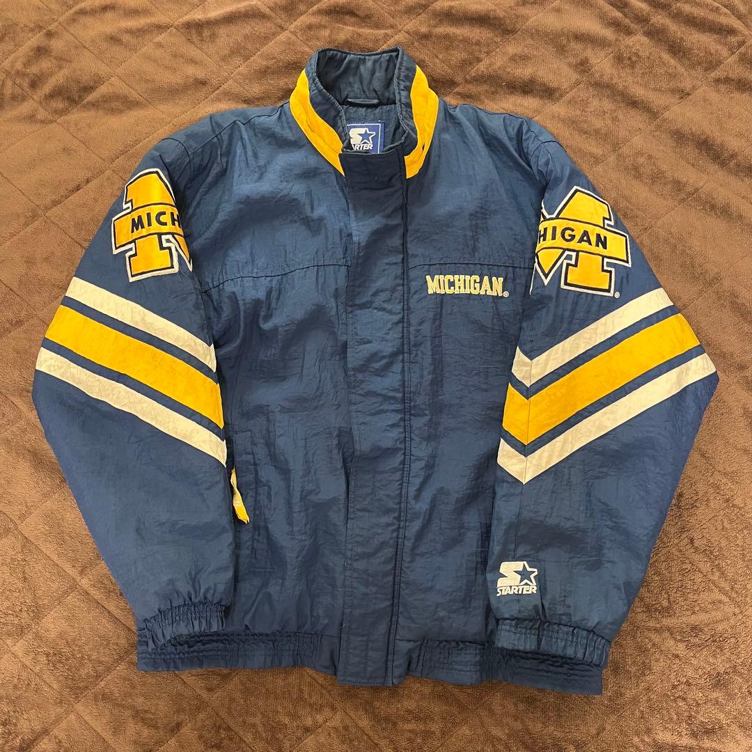 90s STARTER ミシガン大学 中綿 ナイロンジャケット XL アメフト