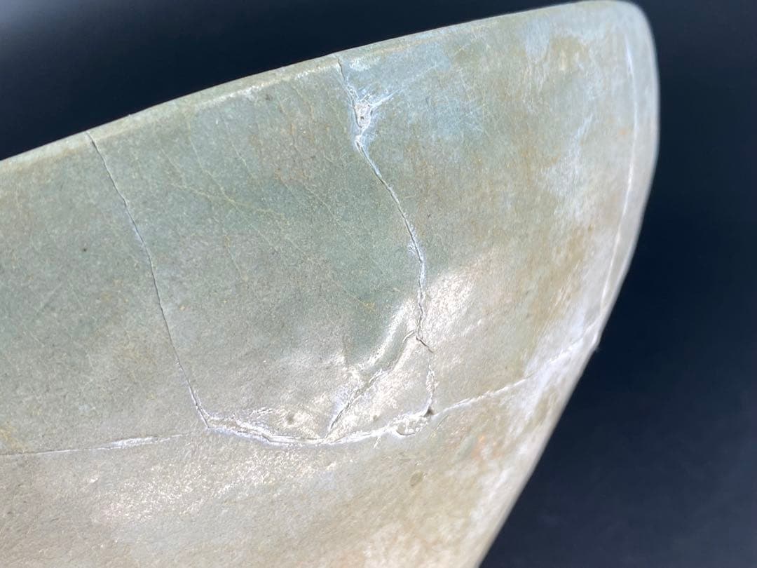 高麗青磁 鉢 大碗 傷有 残器 陶片 見本品参考品 金継ぎ用 時代物 径19cm