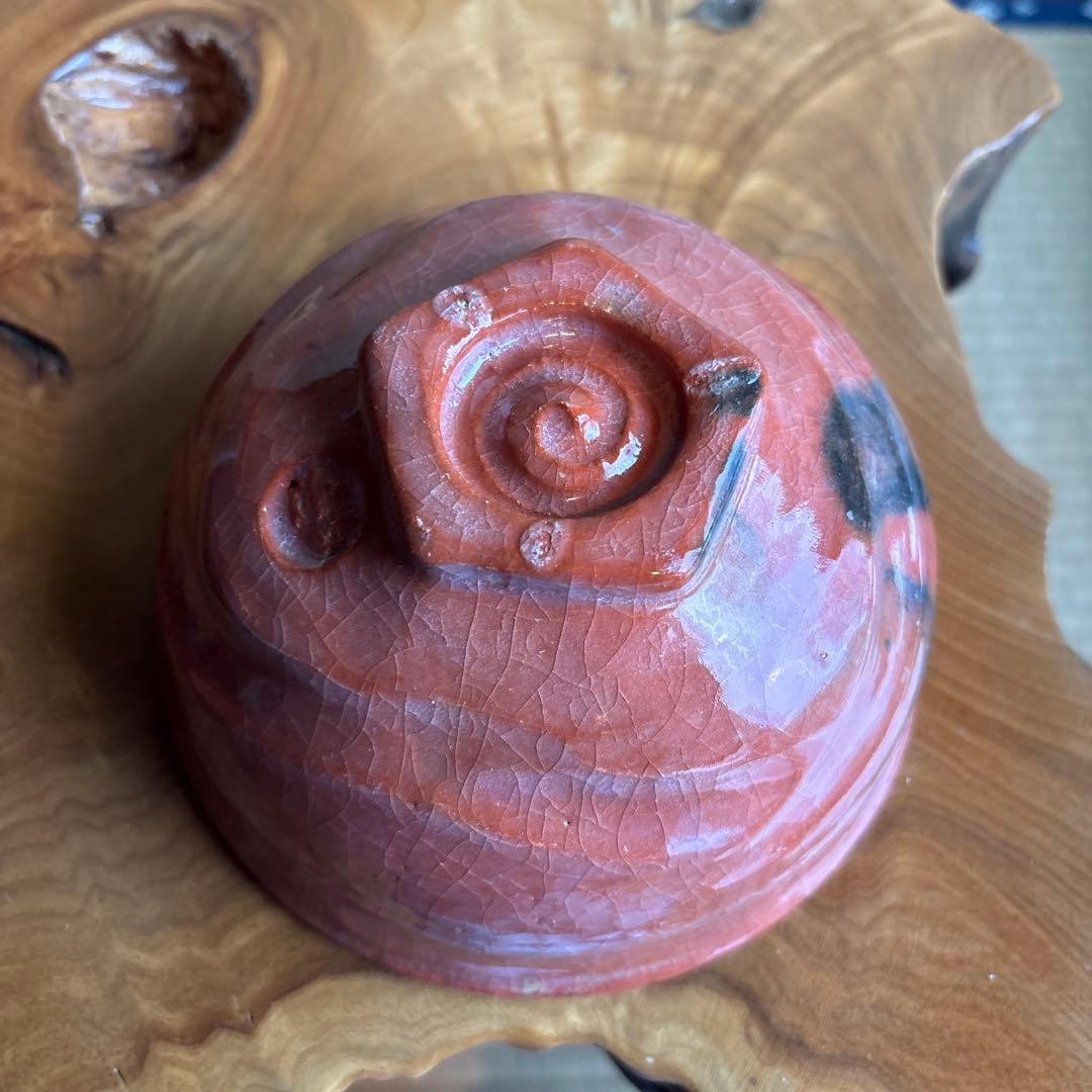 嶋台茶碗 松楽作 金銀組 楽焼 抹茶碗 茶道具 共箱（83Hb）