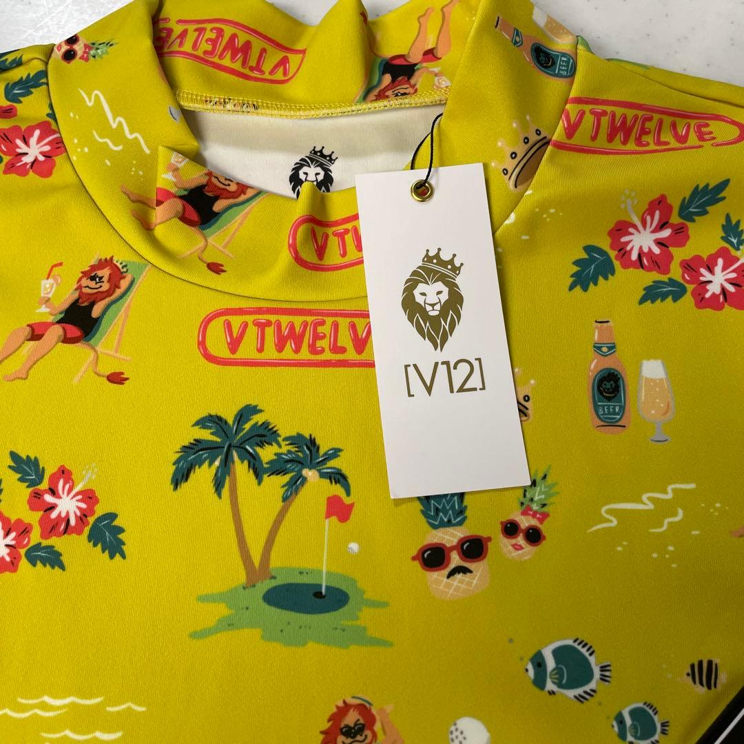 ⭐︎新品未使用Ｖ12⭐︎定価19800円⭐︎LEON⭐︎総柄モックネックyellowXL