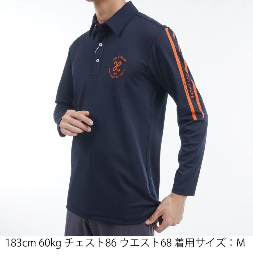 新品 ジュンアンドロペ 長袖ポロシャツ メンズ ゴルフウェア ネイビー Mサイズ