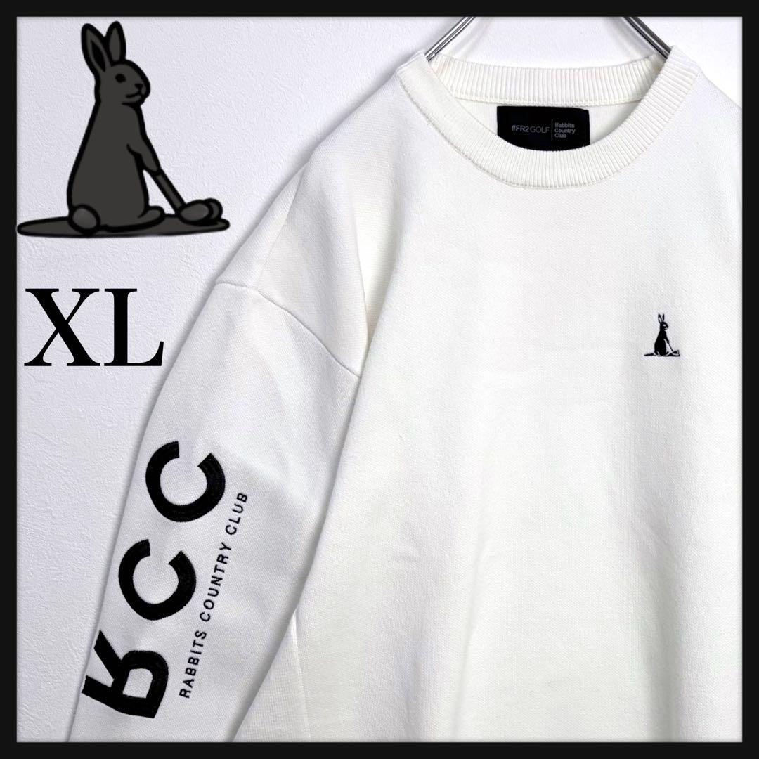 【美品★XL】FR2ゴルフ アーム刺繍 胸刺繍ロゴ クリーム スウェット 即完売