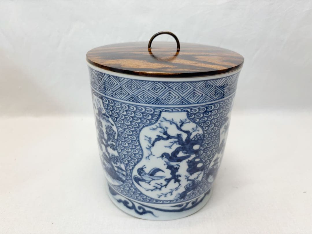 未使用 茶道具 庄左ェ门 造 一重口祥瑞水指 押小路 黒柿蓋 底印 共箱