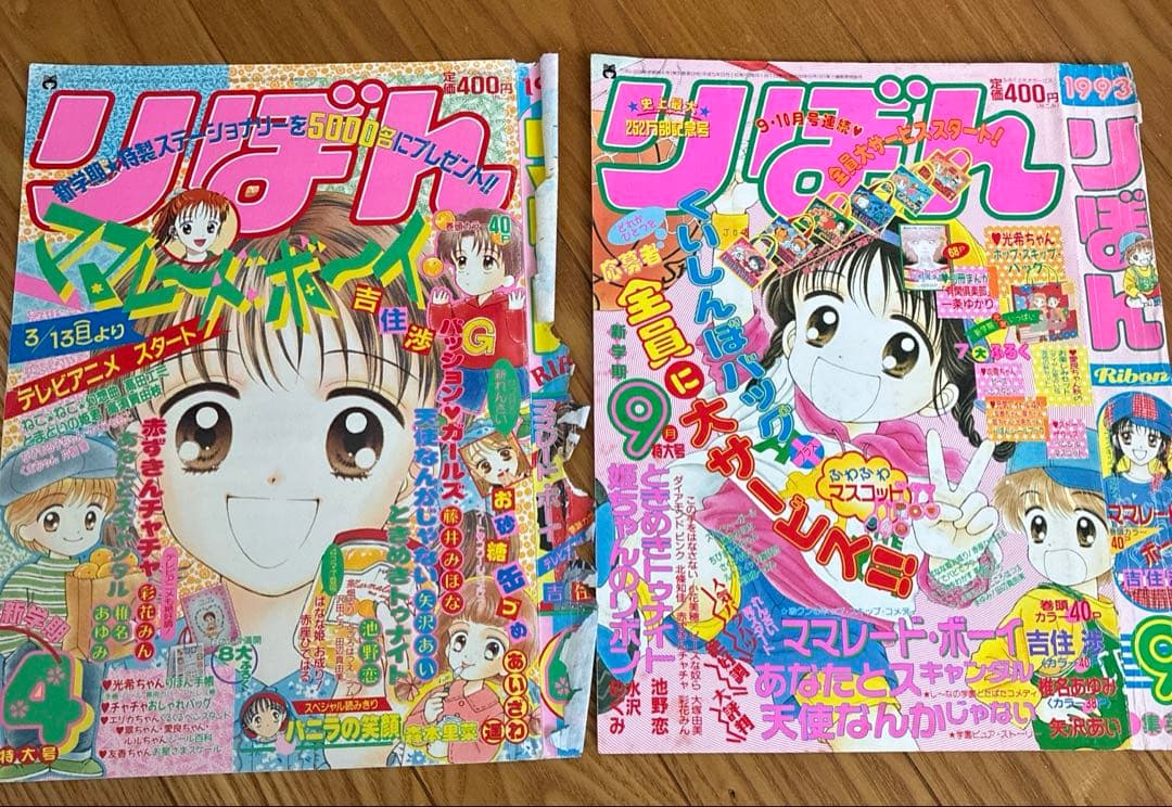 りぼん　付録　ママレードボーイ　吉住渉　扉絵　巻頭カラー　カラーページ　切り抜き
