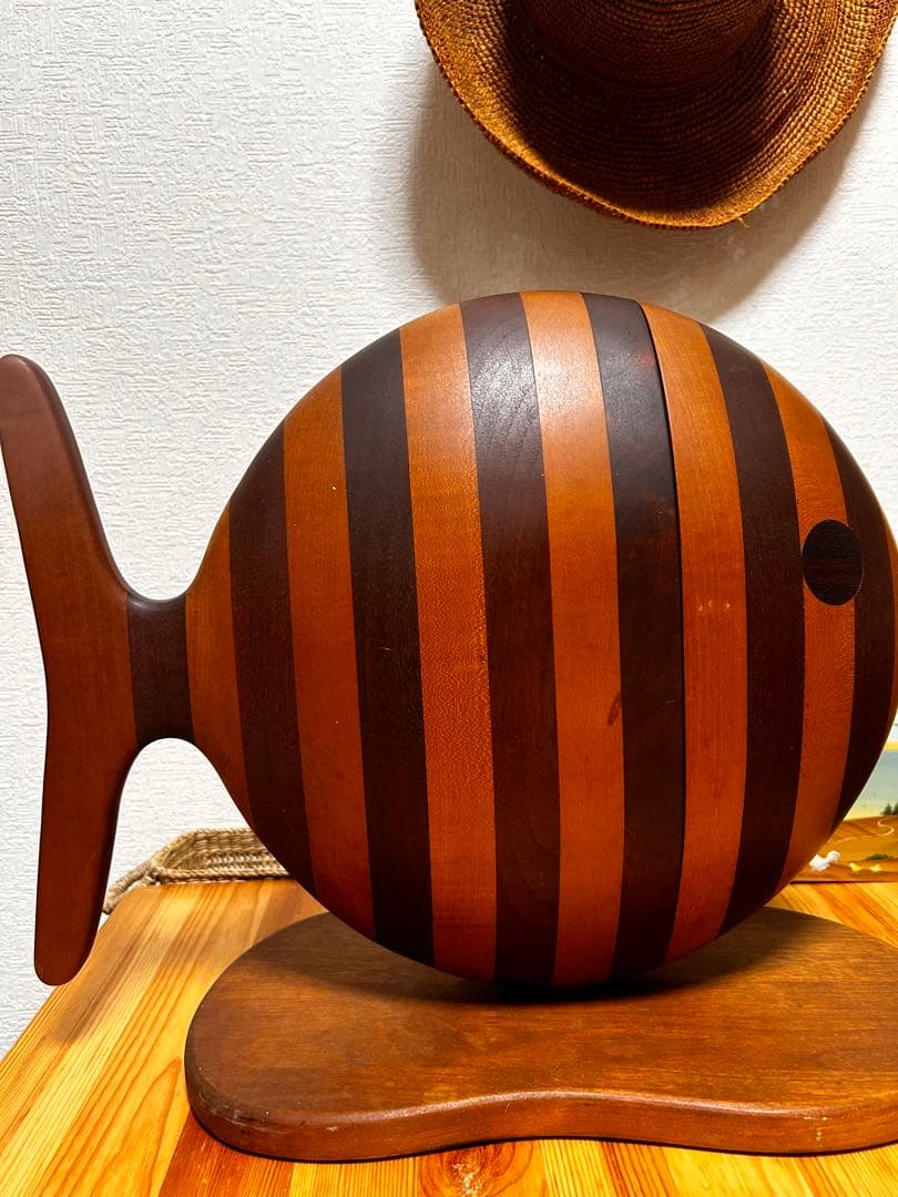 最終値下ヴィンテージ 小物入れ 木製 魚 置物 ハンドメイド 工芸品 オブジェ