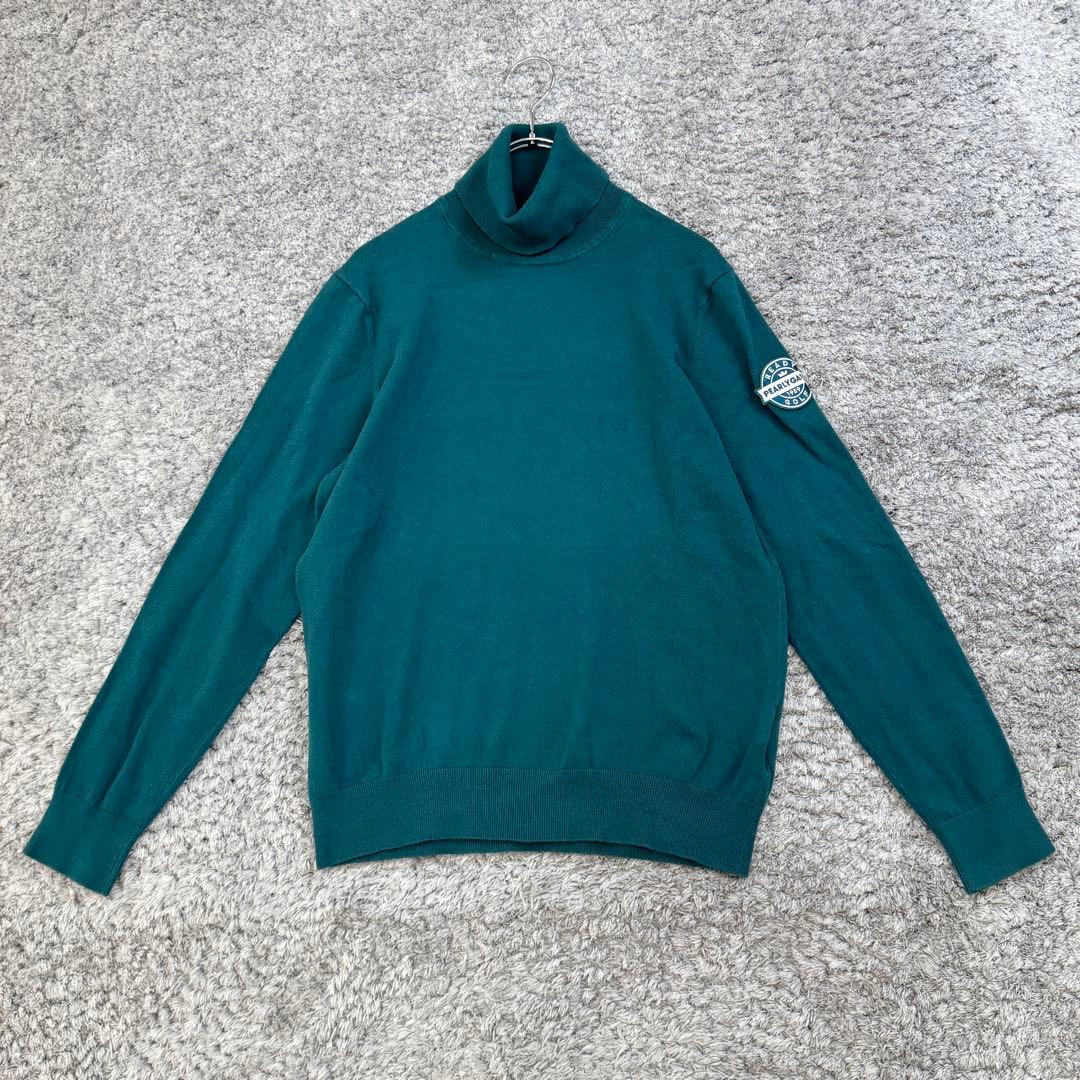 パーリーゲイツ【2】緑系 ロゴ入り タートルネック 長袖ニット 春秋 綿混み