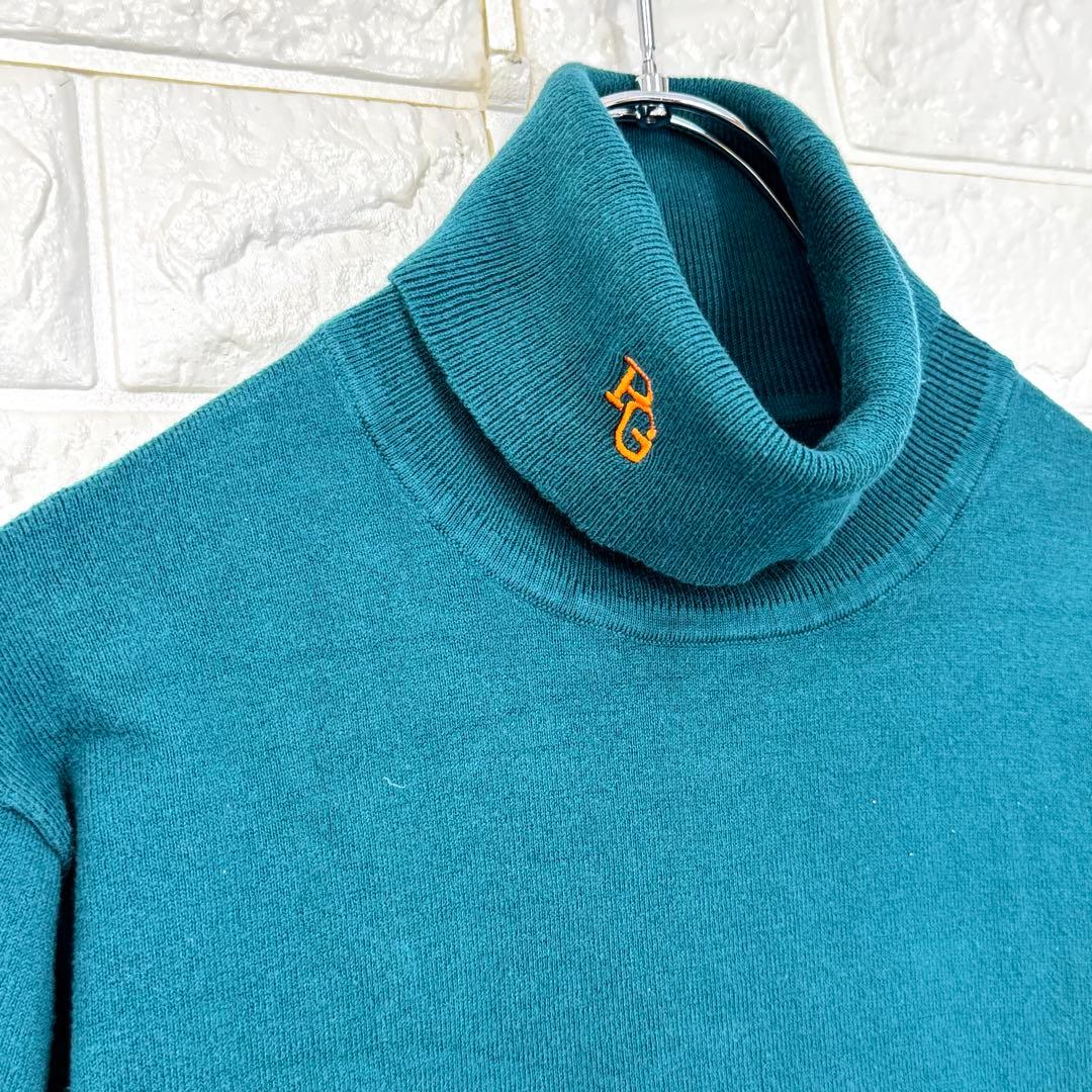 パーリーゲイツ【2】緑系 ロゴ入り タートルネック 長袖ニット 春秋 綿混み